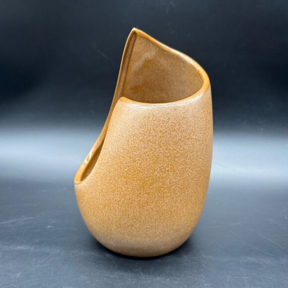 Vintage Frankoma Pottery Candle Holder Brown Satin Glaze Abstract Flame #218 - Picture 3 of 10